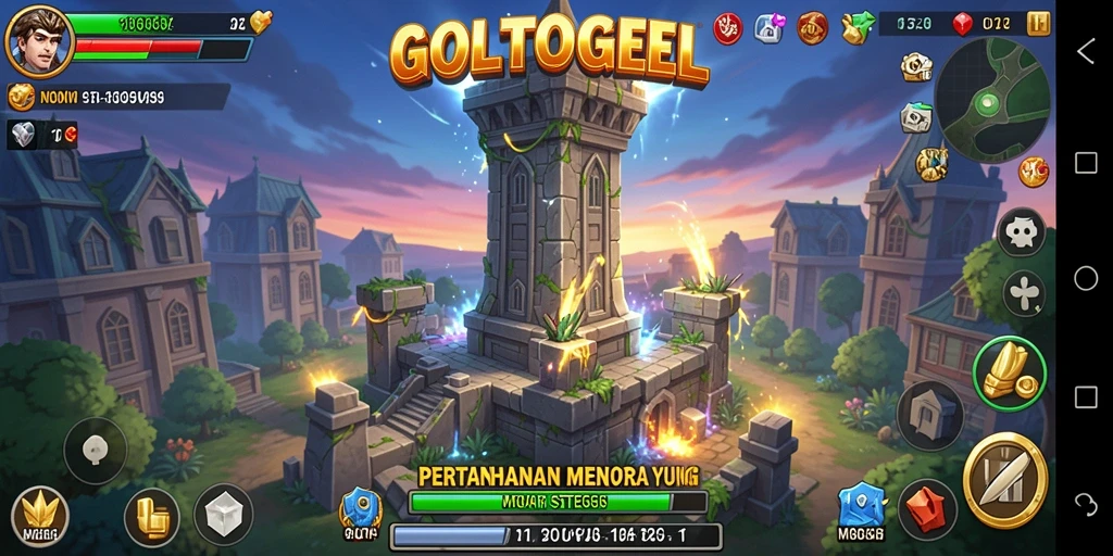 Tampilan gameplay menara pertahanan yang seru di GOLTOGEL.