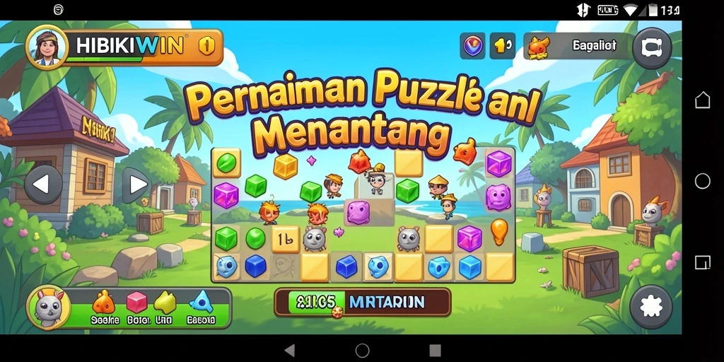Tampilan gameplay HIBIKIWIN dengan variasi teka-teki menarik.