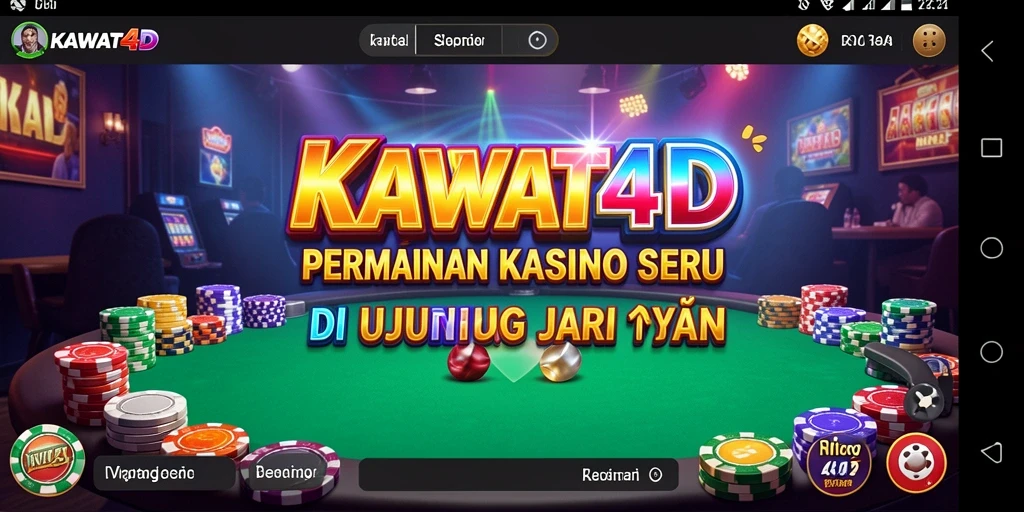 Tangkapan layar gameplay KAWAT4D yang menunjukkan suasana kasino yang mendebarkan.