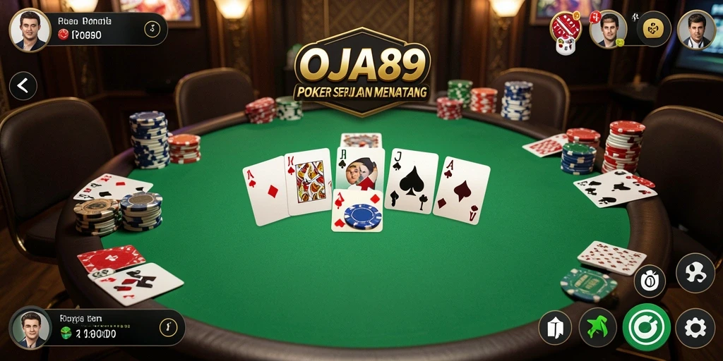 Tampilan gameplay OJA89 dengan suasana poker yang seru.
