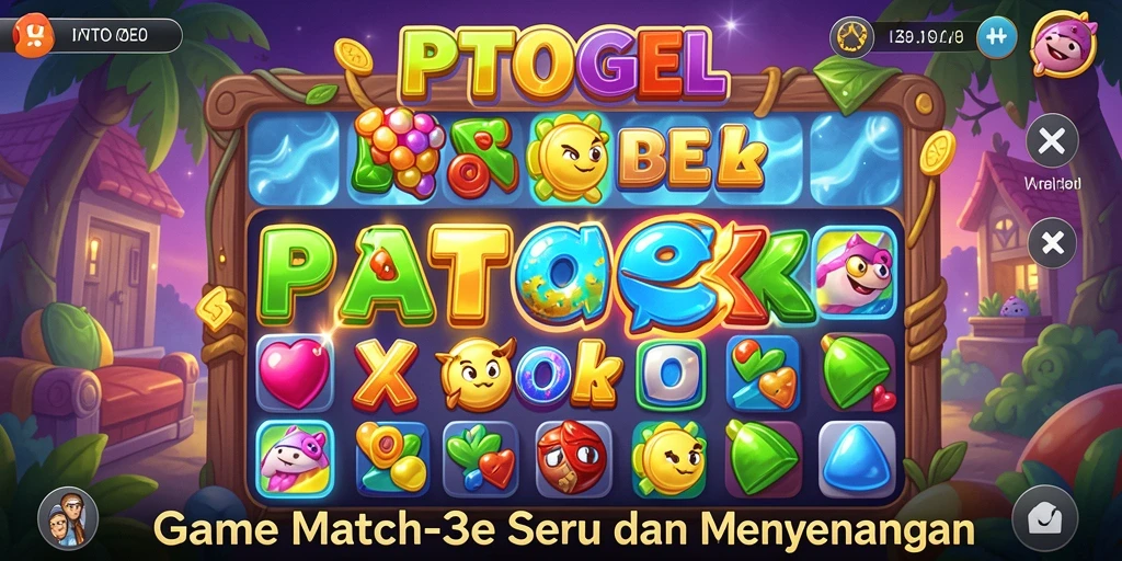 Tampilan gameplay PTTOGEL yang seru dalam mode Match-3.