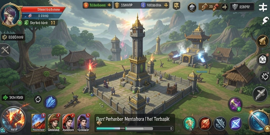 Tampilan gameplay <strong>RSNVIP</strong> yang menakjubkan dalam pertempuran Tower Defense.