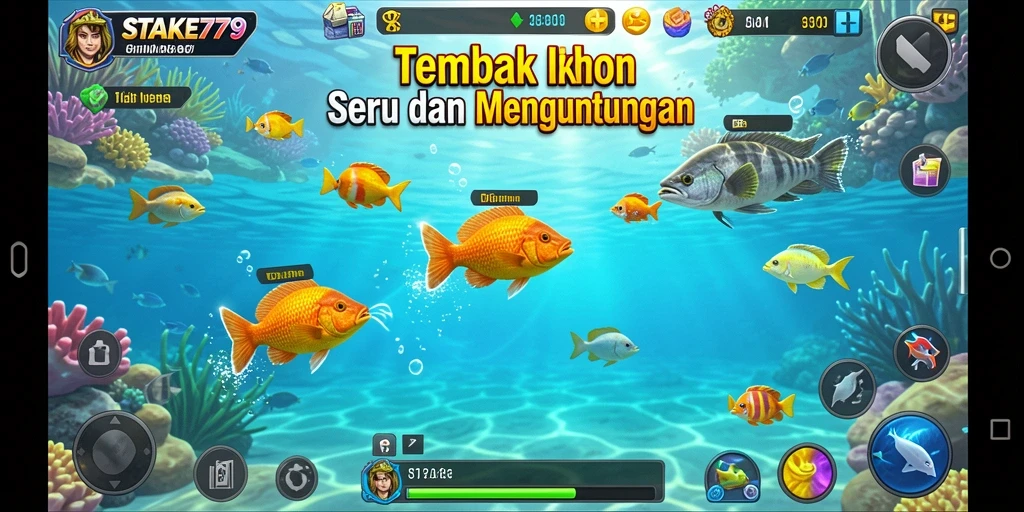 Tampilan gameplay seru dalam game Tembak Ikan.