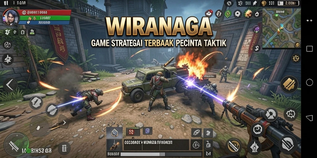 Tampilan gameplay seru di WIRANAGA dengan strategi taktis.