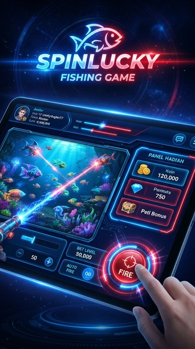 Screenshot aplikasi spinlucky dengan berbagai fitur menarik.